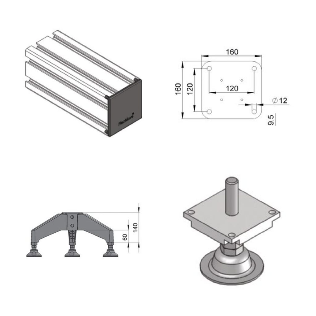 Feet, bases and floor mounting