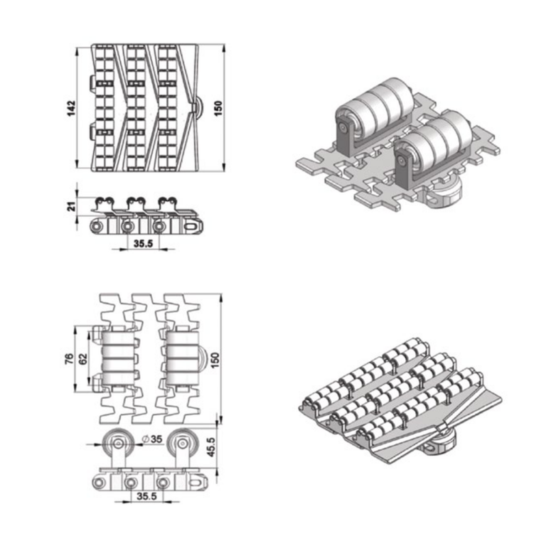 Conveyor half beams