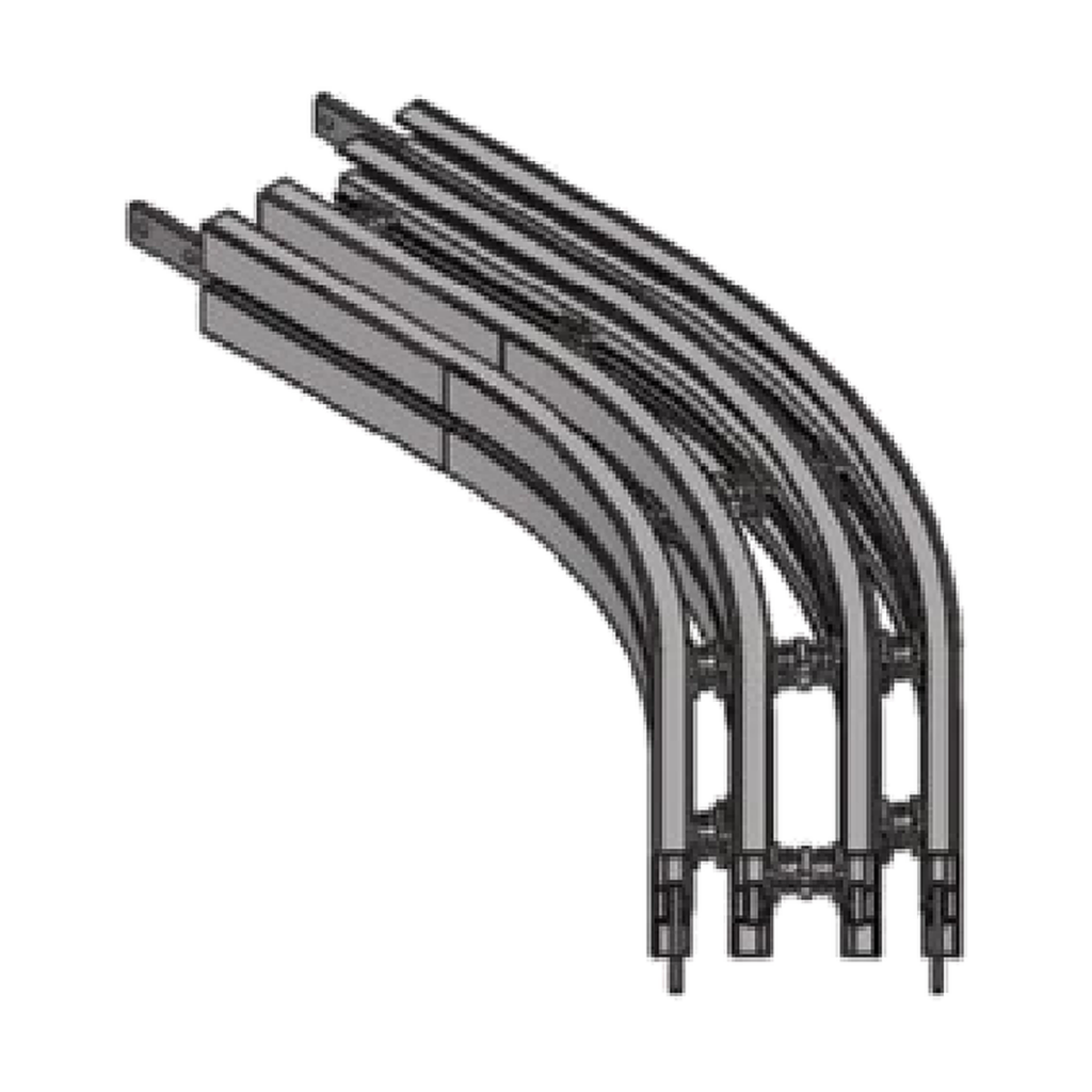 45-degree horizontal bends