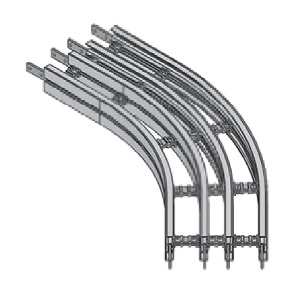 45-degree horizontal bends