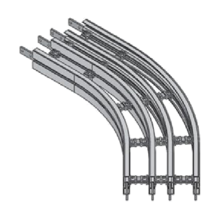 45-degree horizontal bends